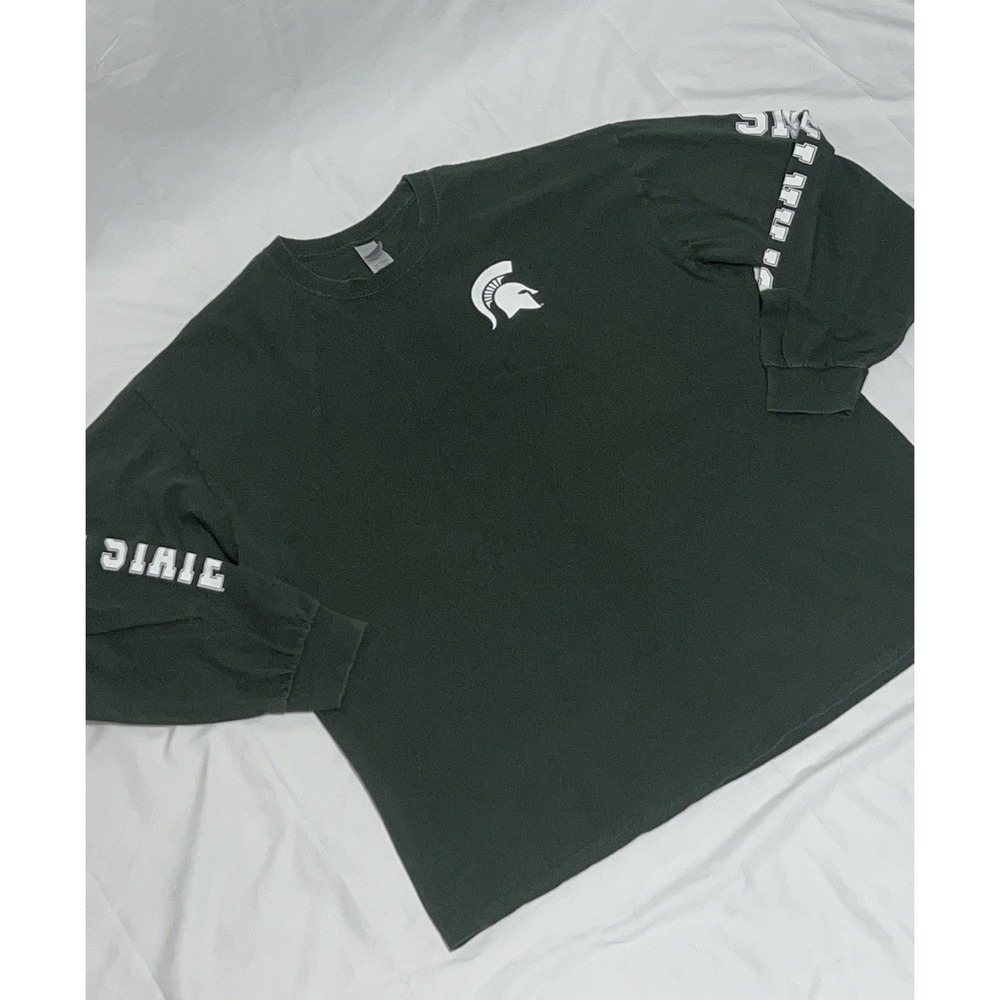 Michigan State Spartans Green Mens 2XL Long Sleeve Shirt Gildan Heavy Cotton